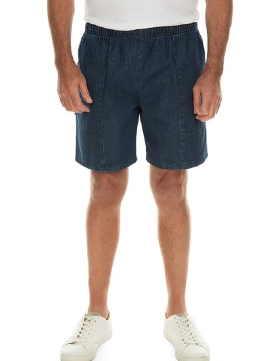 Men's Ruggers Dark Blue Denim Jean Shorts for Casual Wear