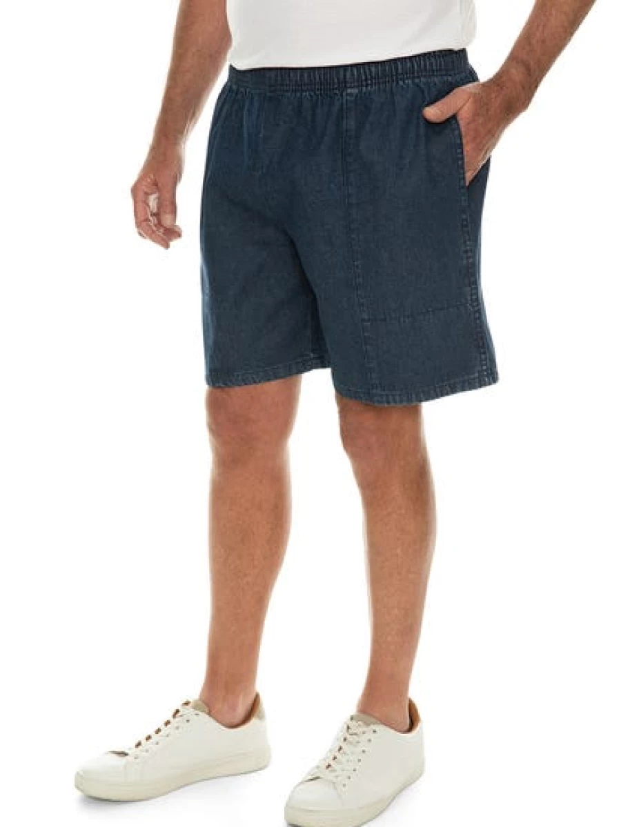 Men's Ruggers Dark Blue Denim Jean Shorts for Casual Wear