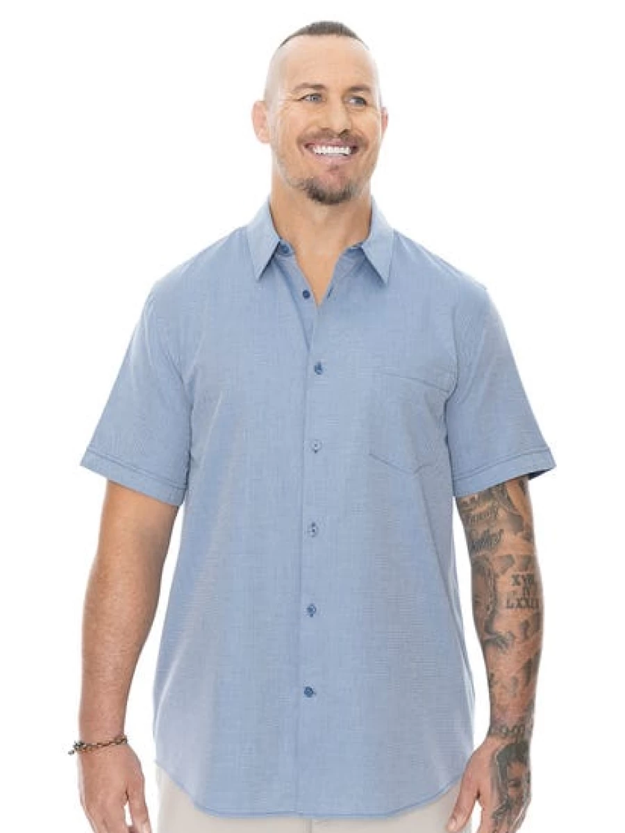 Built N Fit Men's Light Blue Short Sleeve Shirt - Big & Tall Comfort Fit Casual Tee