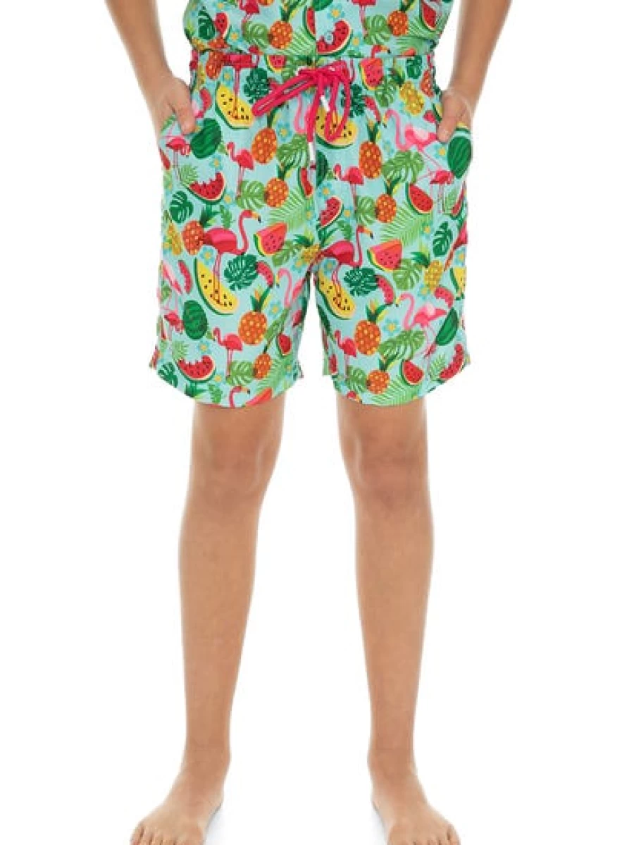 Riley Adams Kids' Fruity Flamingo Print Shorts for Boys and Girls