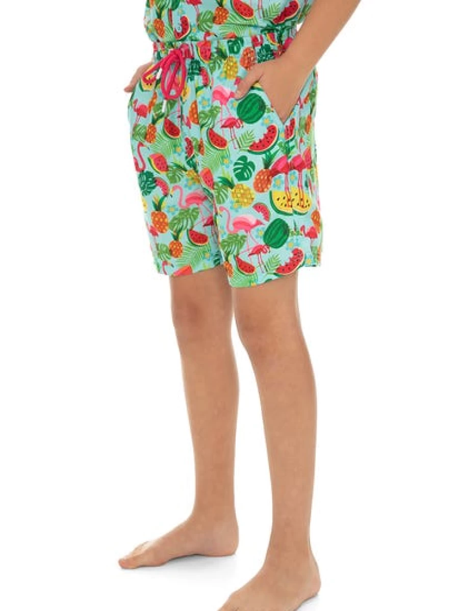 Riley Adams Kids' Fruity Flamingo Print Shorts for Boys and Girls