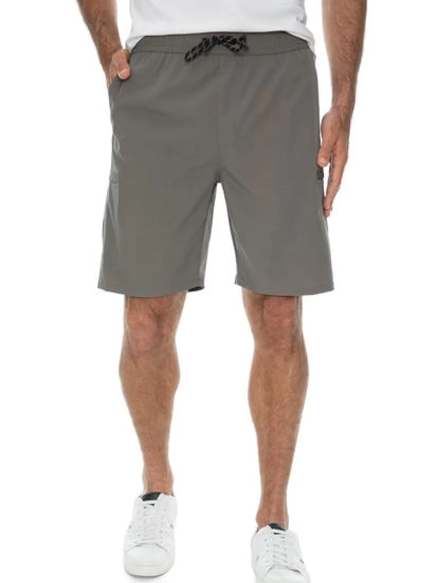 Men's Elliotts Grey Cube Print Cargo Shorts with Elastic Waistband