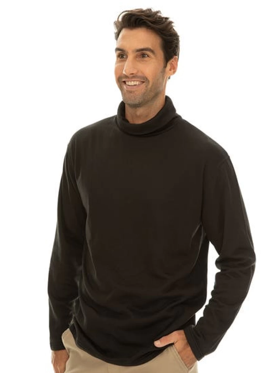 Lowes Men's Black Polar Fleece Skivvy - Warm Winter Thermal Underwear