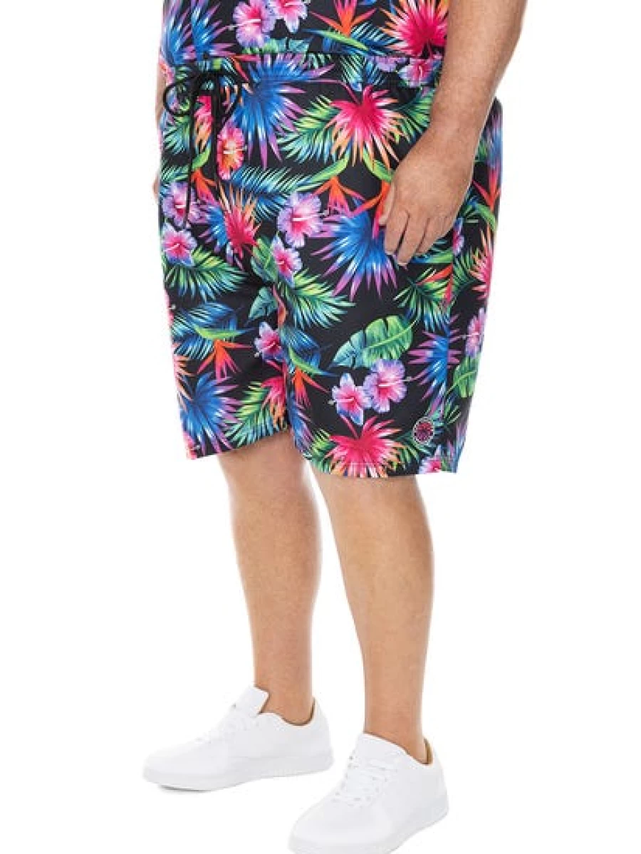 BUILT N FIT Men's Big & Tall Bright Tropical Print Summer Shorts