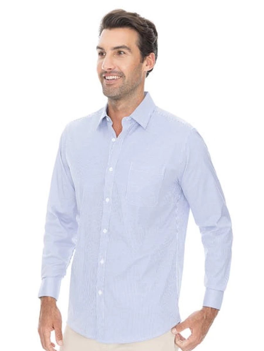 Men's Manhattan Blue & White Striped Business Shirt - Classic Formal Wear