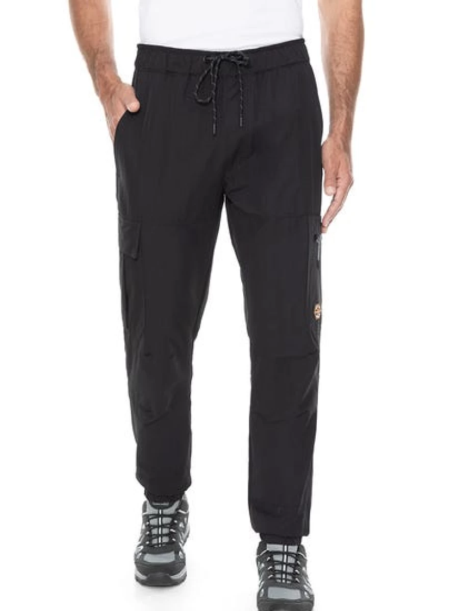 Outer Peak Men's Hiking Cargo Pants - Elastic Waist, Lightweight & Durable Black Outdoor Trousers