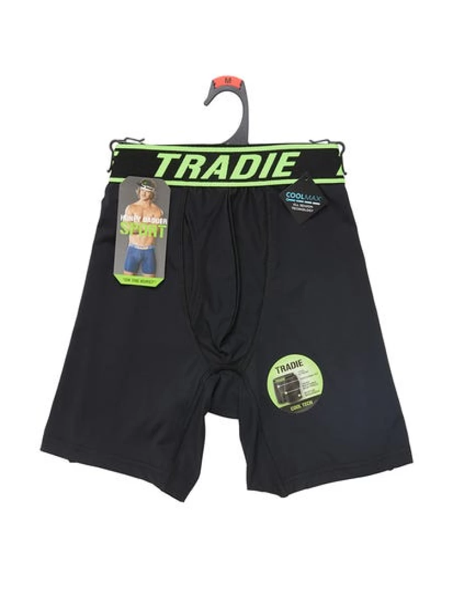 "Tradie Men's Black Electric Long Leg Active Trunk - High-Performance Workwear"