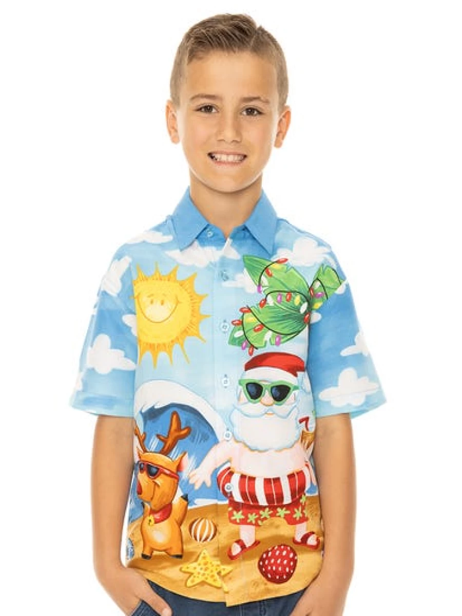 Lowes Kids Santa Christmas Shirt - Festive Holiday Printed Top for Children