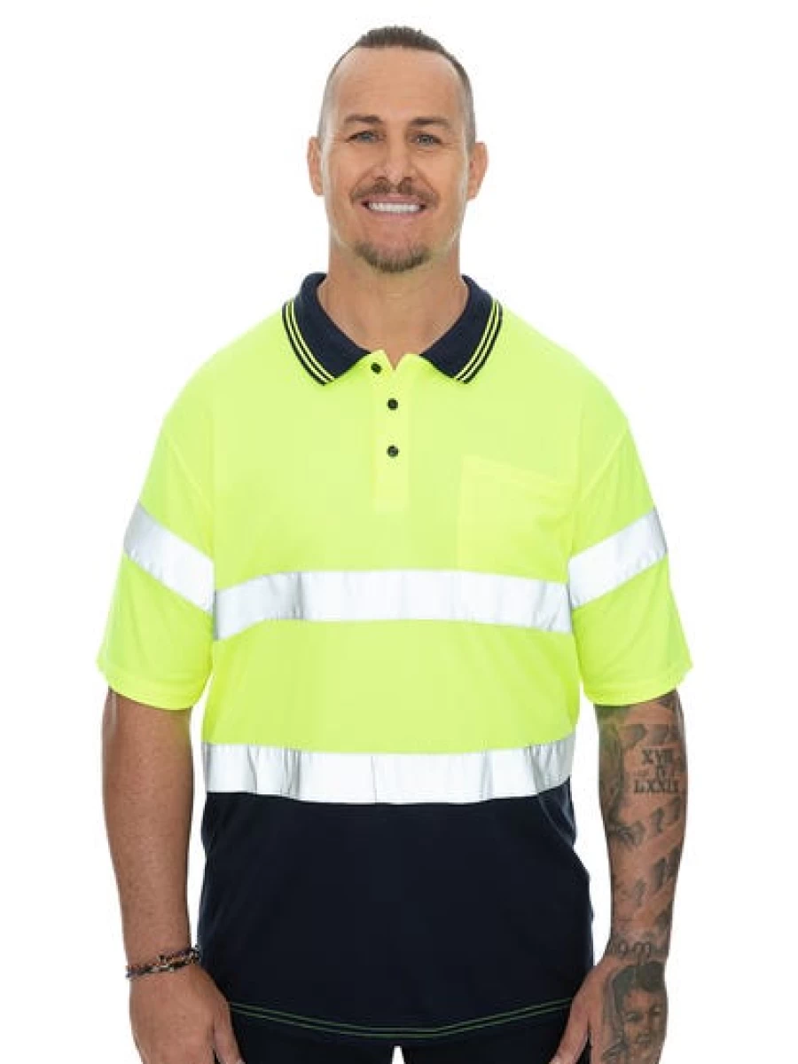 Men's Traders Yellow Striped Short Sleeve Polo Shirt