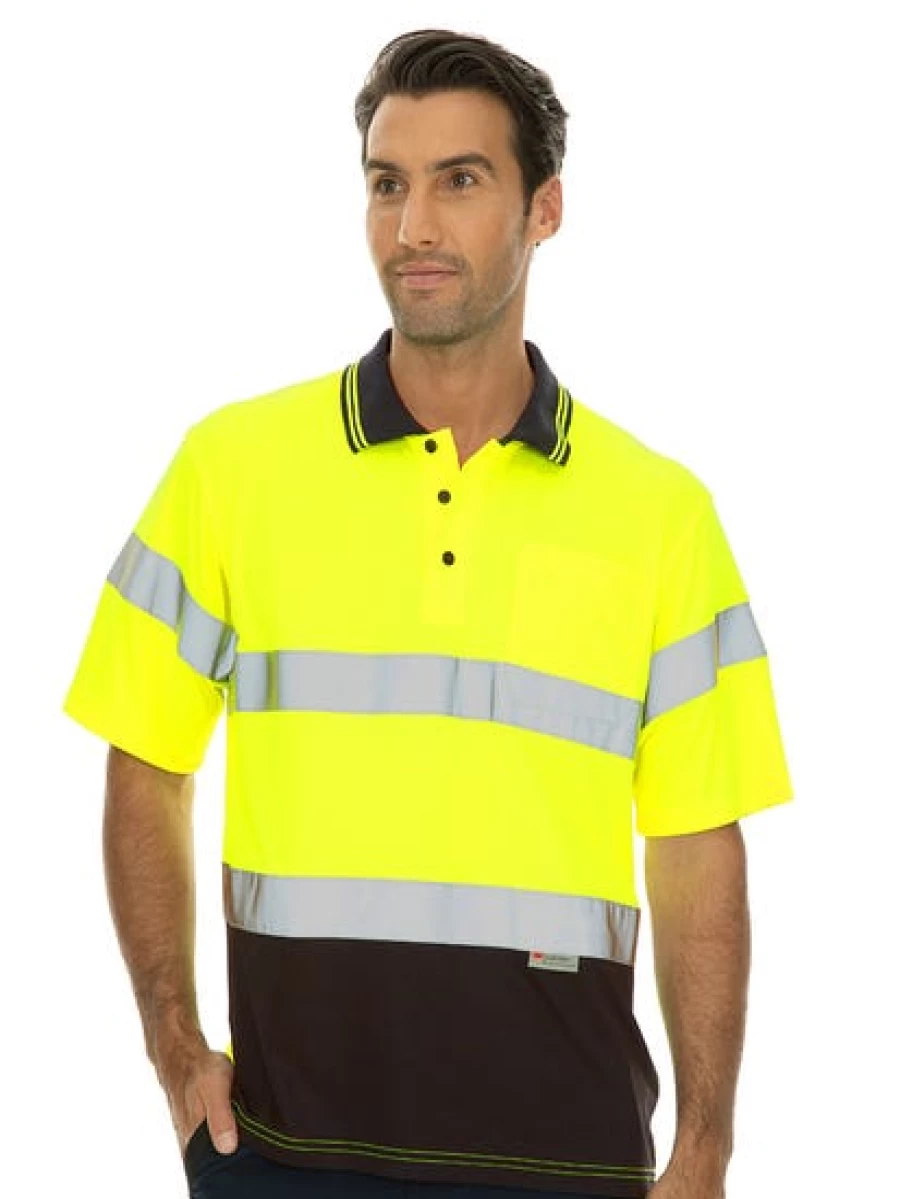 Men's Traders Yellow Striped Short Sleeve Polo Shirt