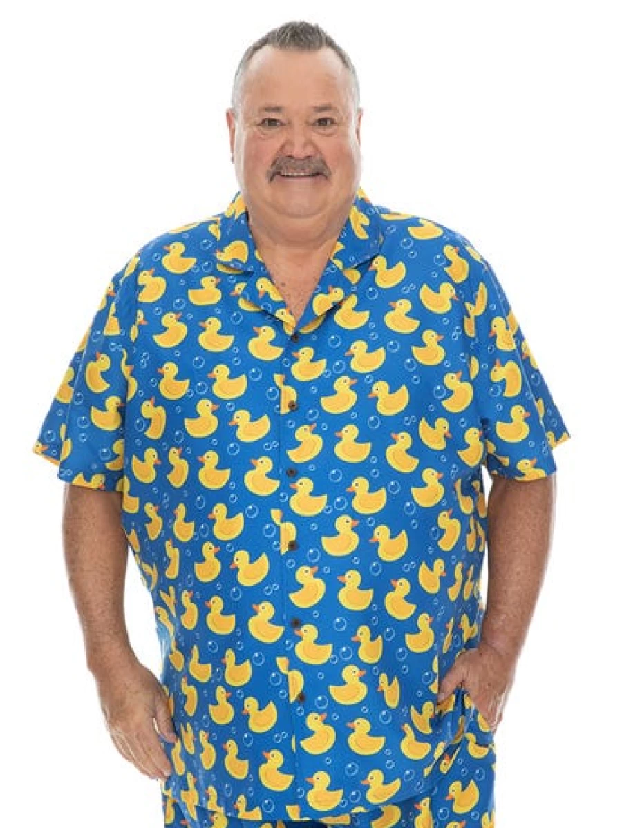 Riley Adams Men's Big & Tall Short Sleeve Novelty Party Shirt with Rubber Ducky Print
