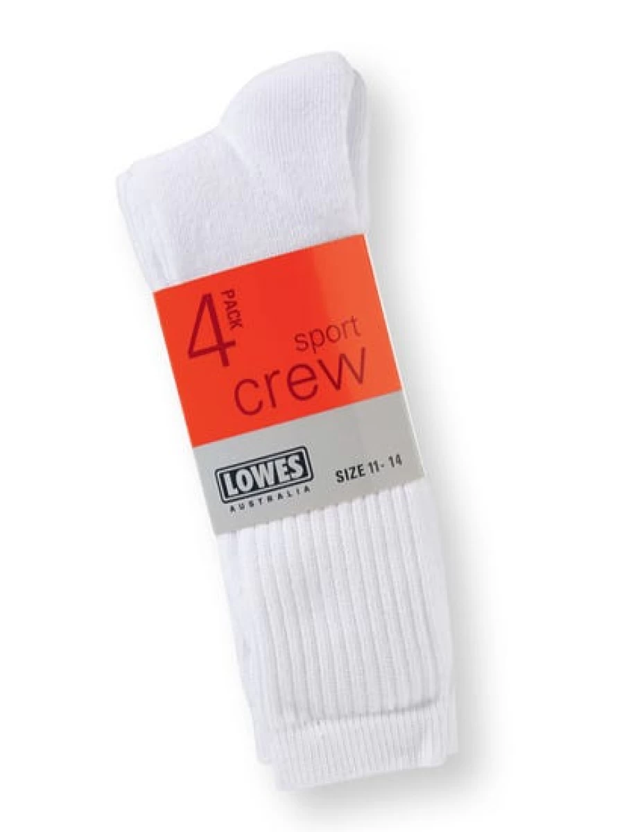 Lowes Men's Sport White Socks 4-Pack Athletic Crew Socks