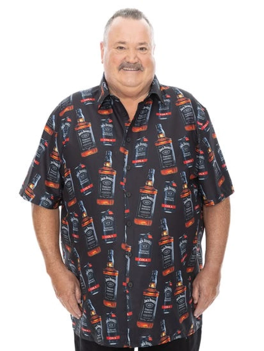 DBK Men's Big & Tall Hawaiian Shirt with Jack Daniels Print