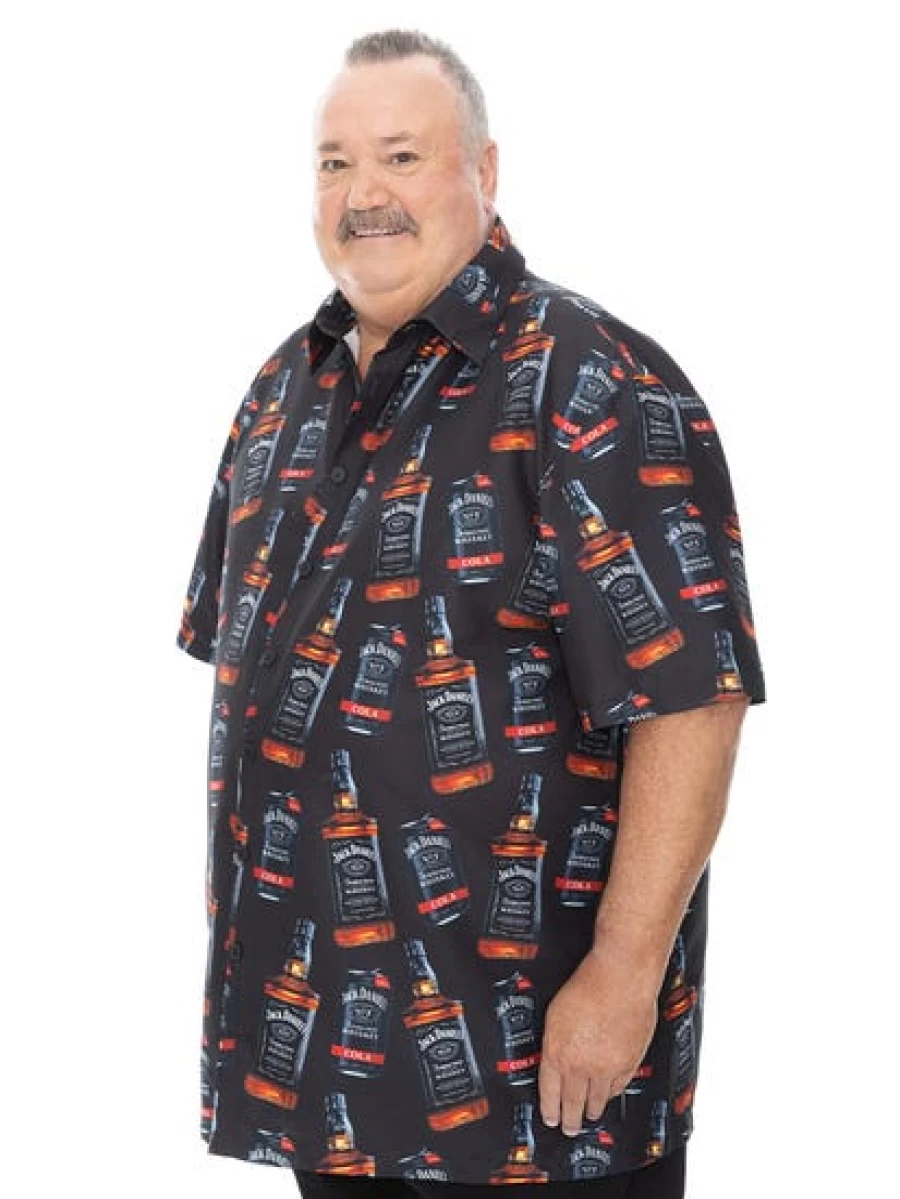 DBK Men's Big & Tall Hawaiian Shirt with Jack Daniels Print