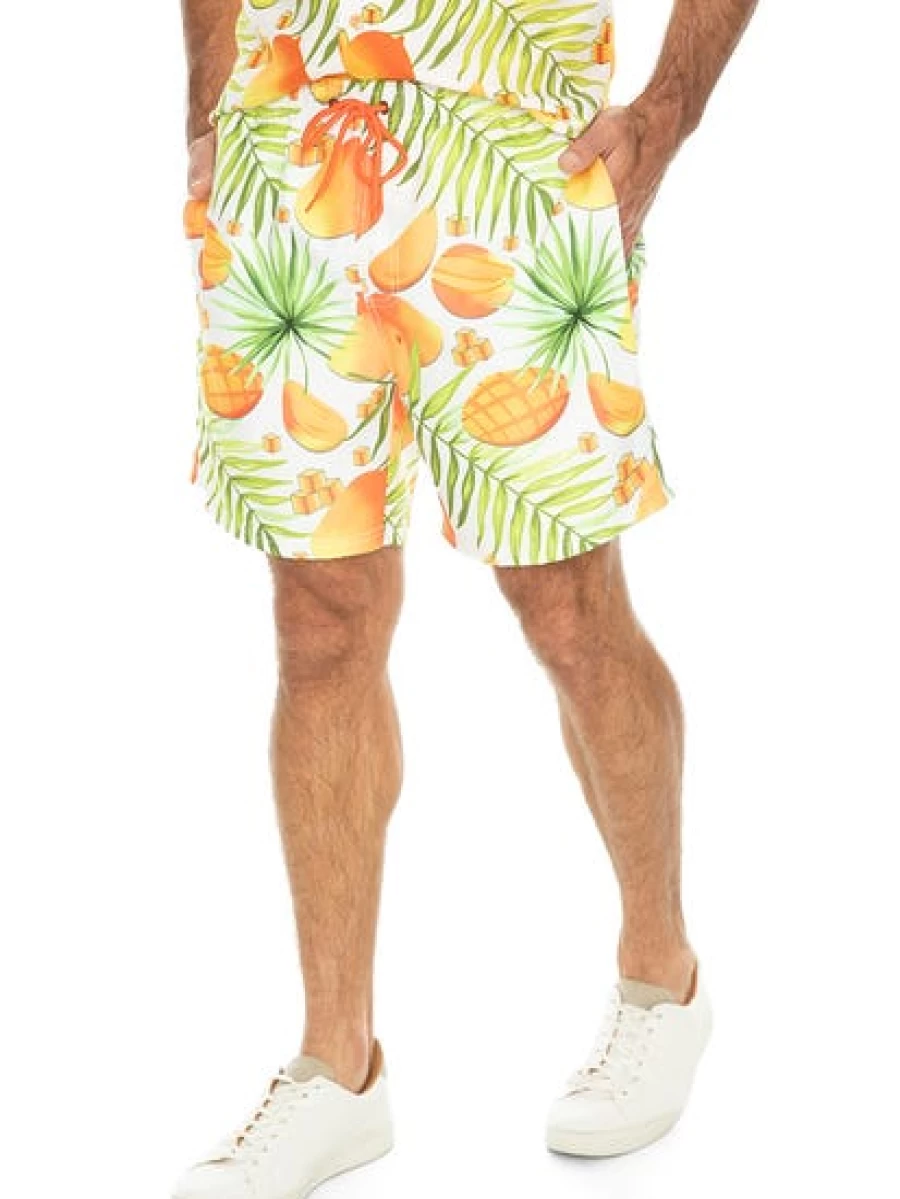 Riley Adams Men's Mango Print Swim Shorts - Quick Dry Beach Shorts for Men