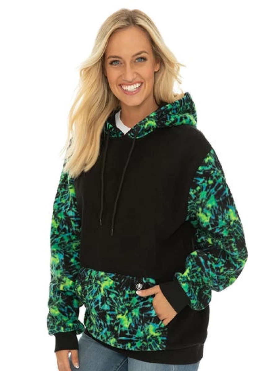Men's TROJAN Fleece Hoodie - Black & Aqua Color Unisex Comfort Fit