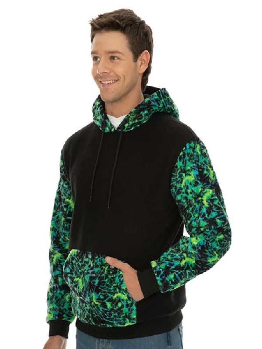 TROJAN Men's Black & Aqua Fleece Hoodie - Warm Comfortable Pullover for Casual Wear