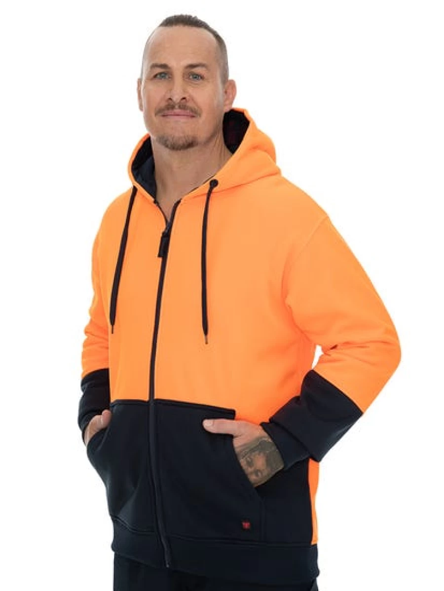 Men's Traders High Visibility Zip Hoodie - Orange & Navy Safety Workwear
