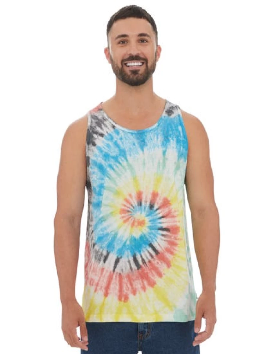 Prodigy Men's Orange Tie Dye Sleeveless Tank Top for Summer Casual Wear
