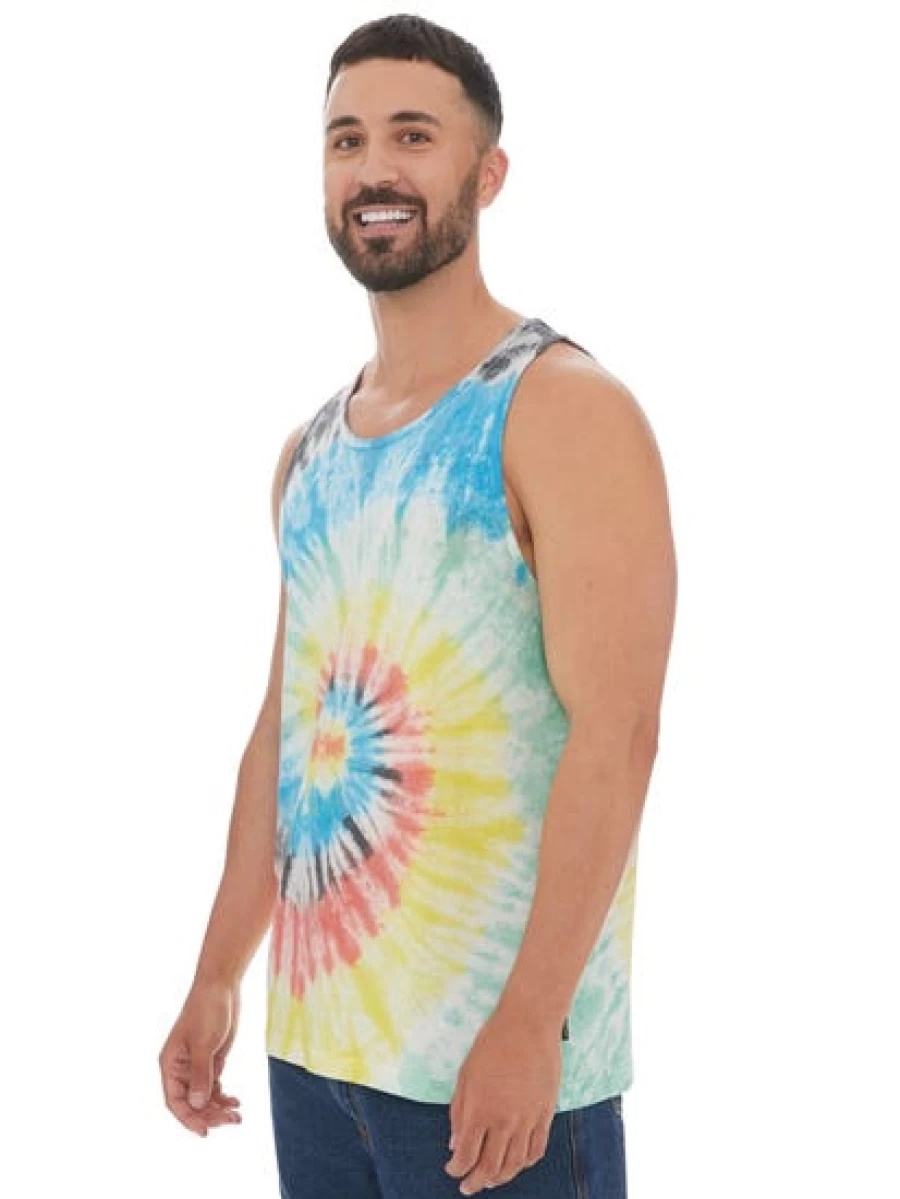 Prodigy Men's Orange Tie Dye Sleeveless Tank Top for Summer Casual Wear