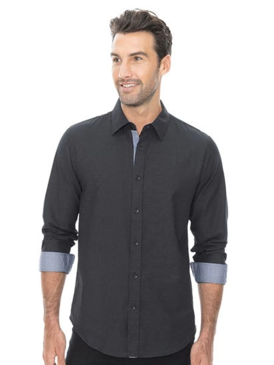 Manhattan Men's Navy & Black Striped Business Shirt - Formal Office Wear