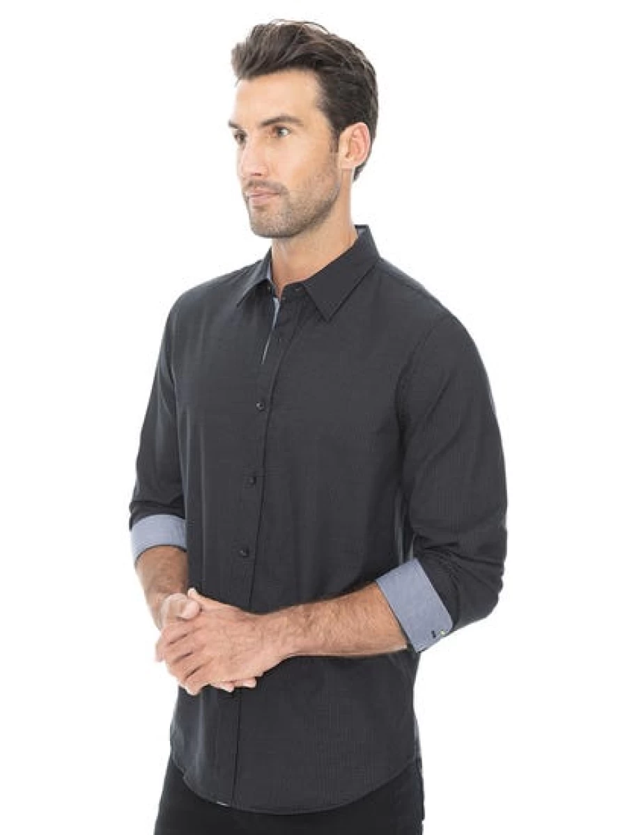 Manhattan Men's Navy & Black Striped Business Shirt - Formal Office Wear