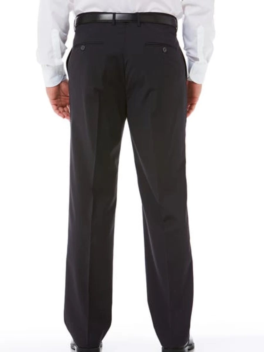 Robert Huntley Men's Navy Microfibre Trousers - Regular Fit Comfortable Dress Pants