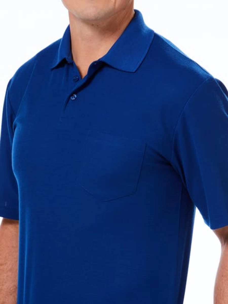 Lowes Men's Cobalt Blue Polo Shirt with Pocket - Classic Plain Top