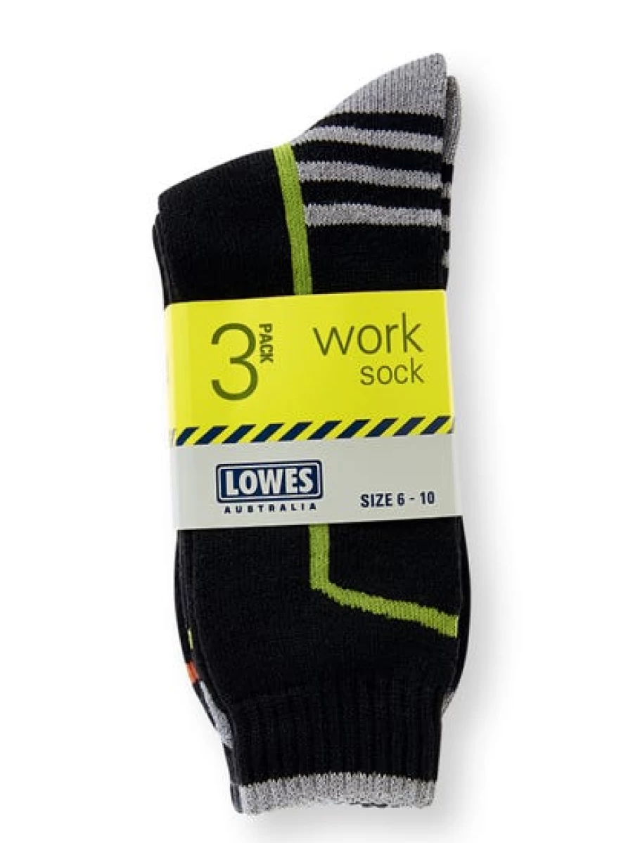 Lowes Men's Assorted Work Socks 3-Pack Durable Comfort for Everyday Wear