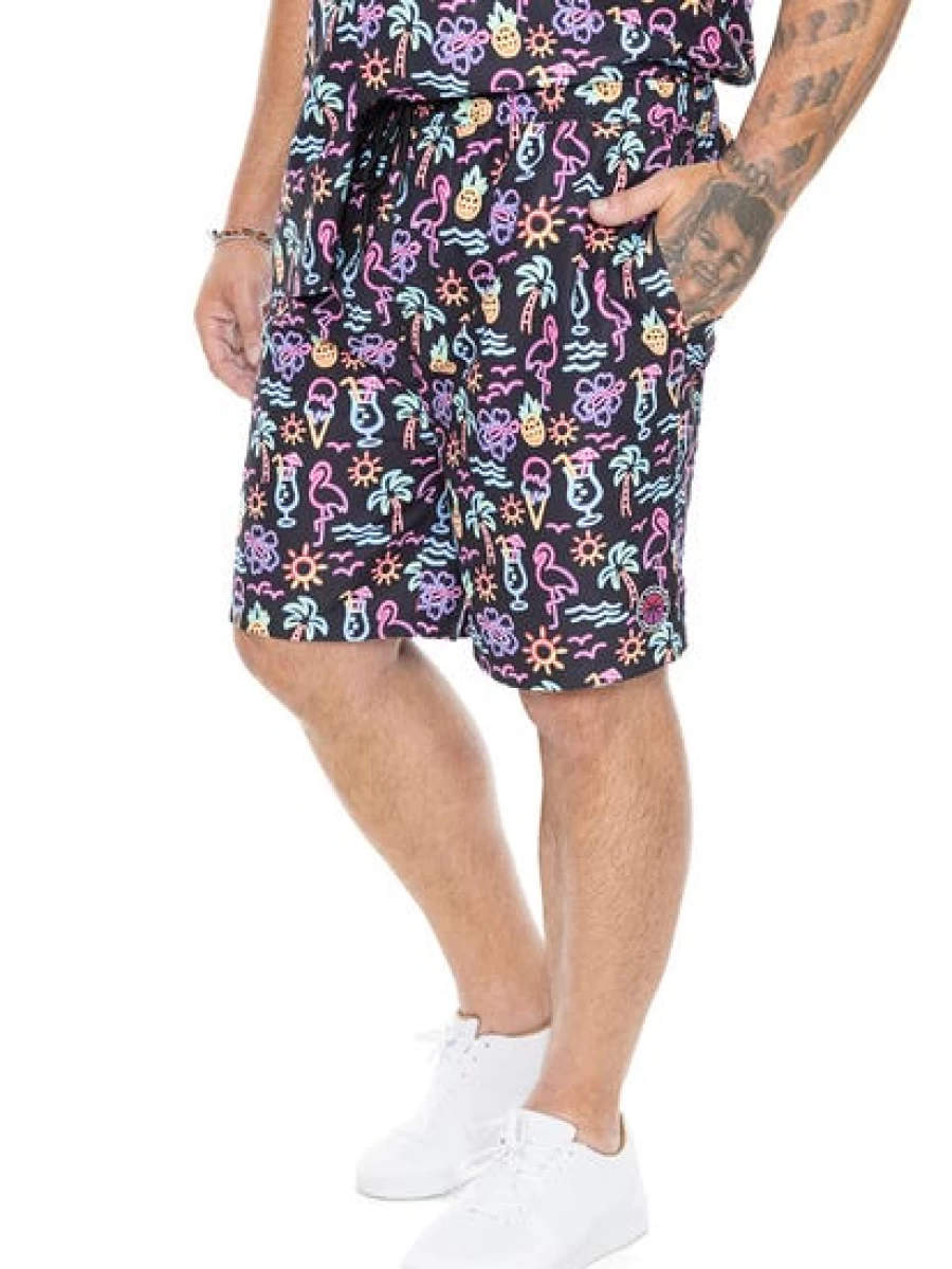 BUILT N FIT Men's Bright Tropical Print Workout Shorts - Lightweight & Quick-Dry Gym Shorts for Men