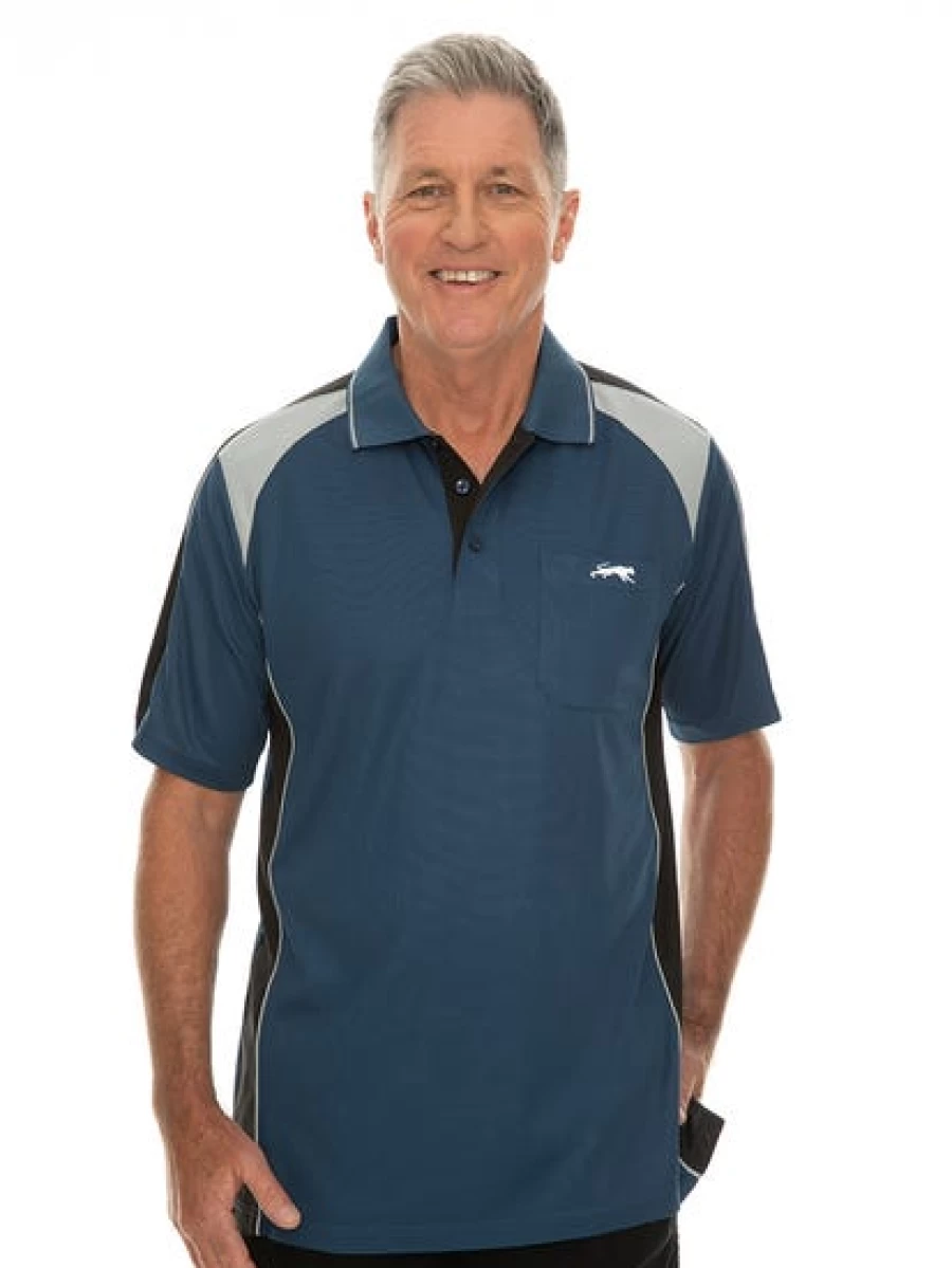 Men's Cougars Quick-Dry Polo Shirt - Blue Black & Silver Grey Moisture-Wicking Golf Tee