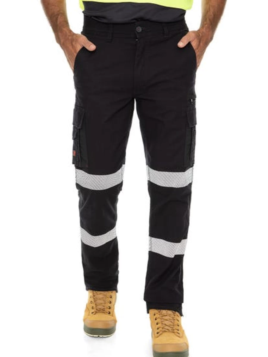 Men's Traders Navy Reflective Cargo Work Pants - High Visibility Utility Trousers