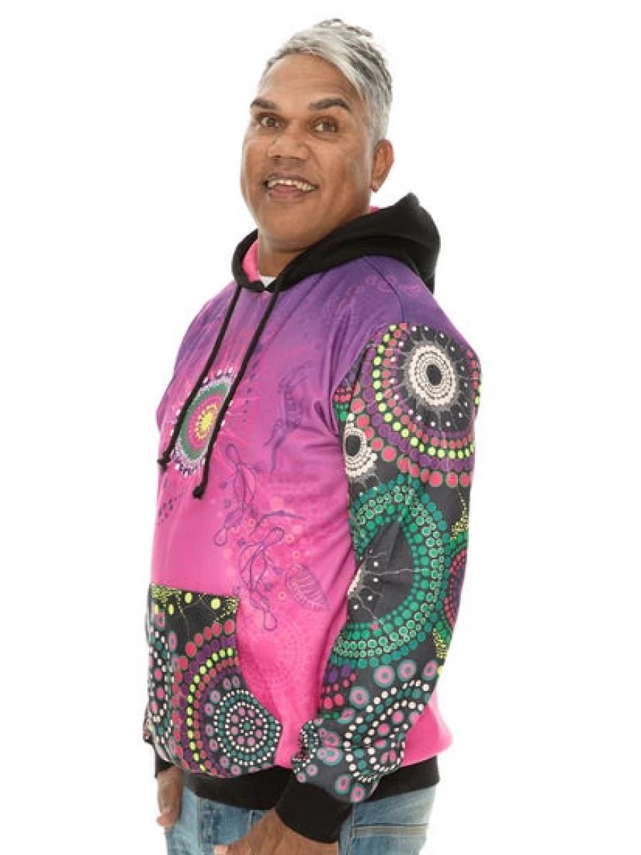 Gumaraa Men's Indigenous Pink Printed Hoodie - Stylish Casual Pullover