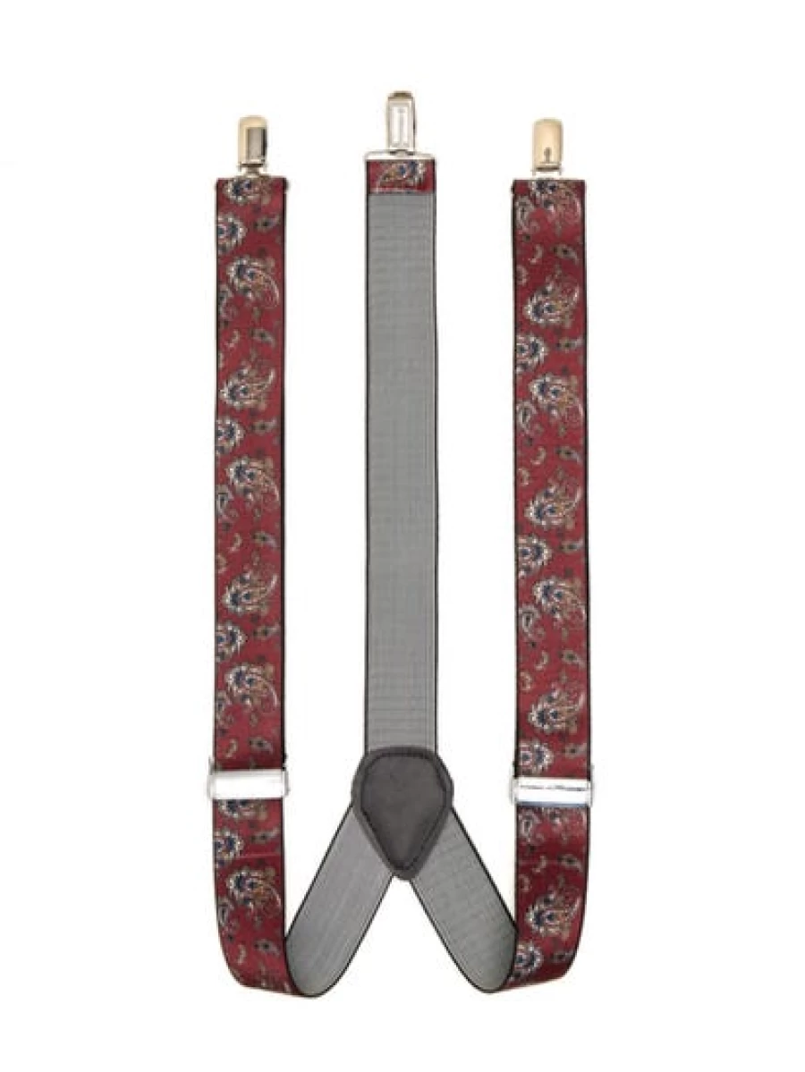 Lowes Men's Fancy Maroon Suspenders - Premium Adjustable Braces for Classic Style