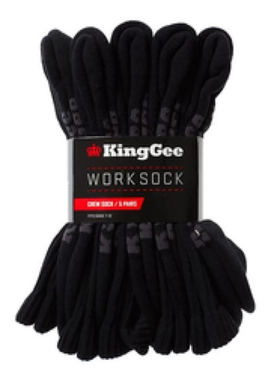 Lowes Men's Black Work Socks 5-Pack - King Gee Style Durable Comfort