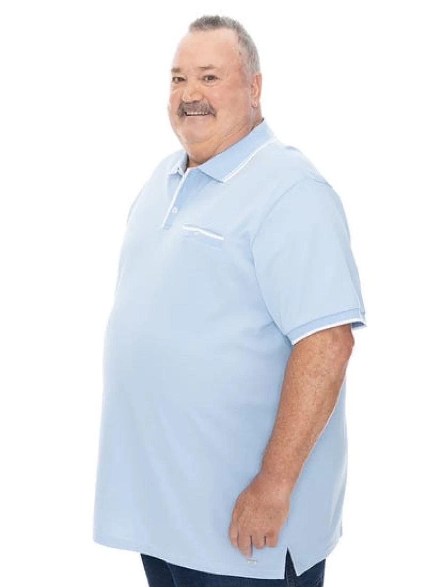 Built N Fit Men's Sky Blue Polo Shirt - Big & Tall Comfort Fit
