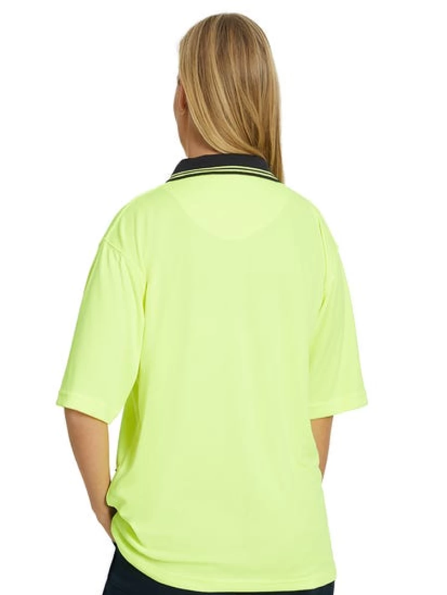 Traders Men's Hi-Vis Cool Dry Polo Shirt - Yellow & Navy Safety Workwear