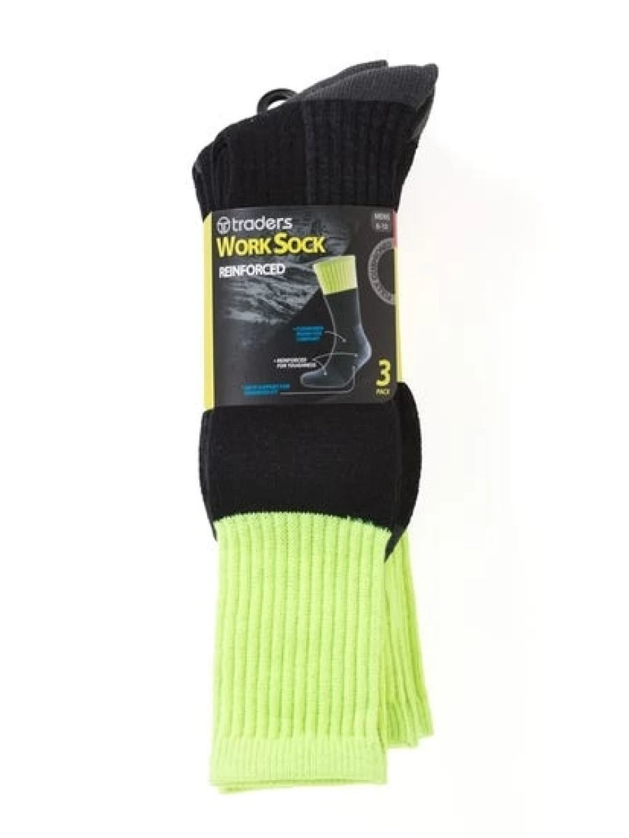 Lowes Men's 3-Pack Yellow Work Socks - Durable Traders Series for Comfort & Support