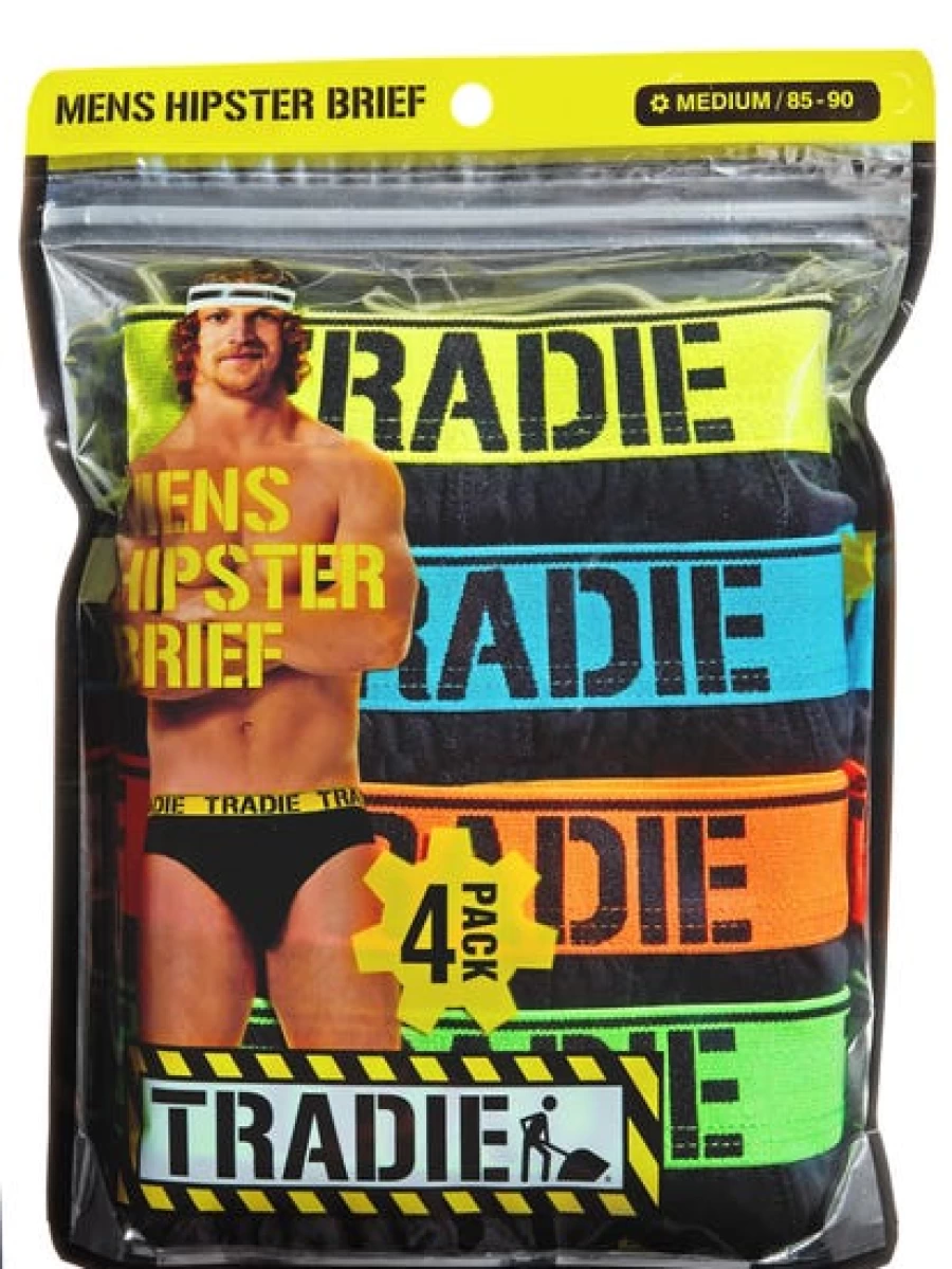 Tradie Men's 4 Pack Hipster Briefs - Comfortable Cotton Underwear for Everyday Wear