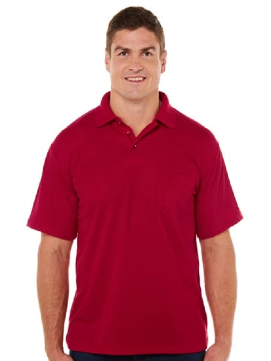 Lowes Men's Classic Red Polo Shirt with Chest Pocket - Basic Casual Top