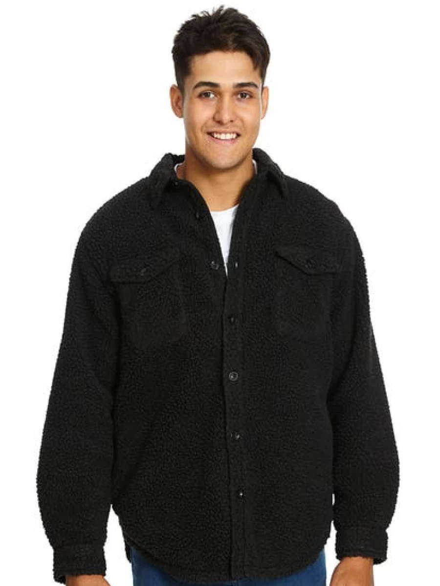 Lowes Men's Charcoal Borg Fleece Pullover Top