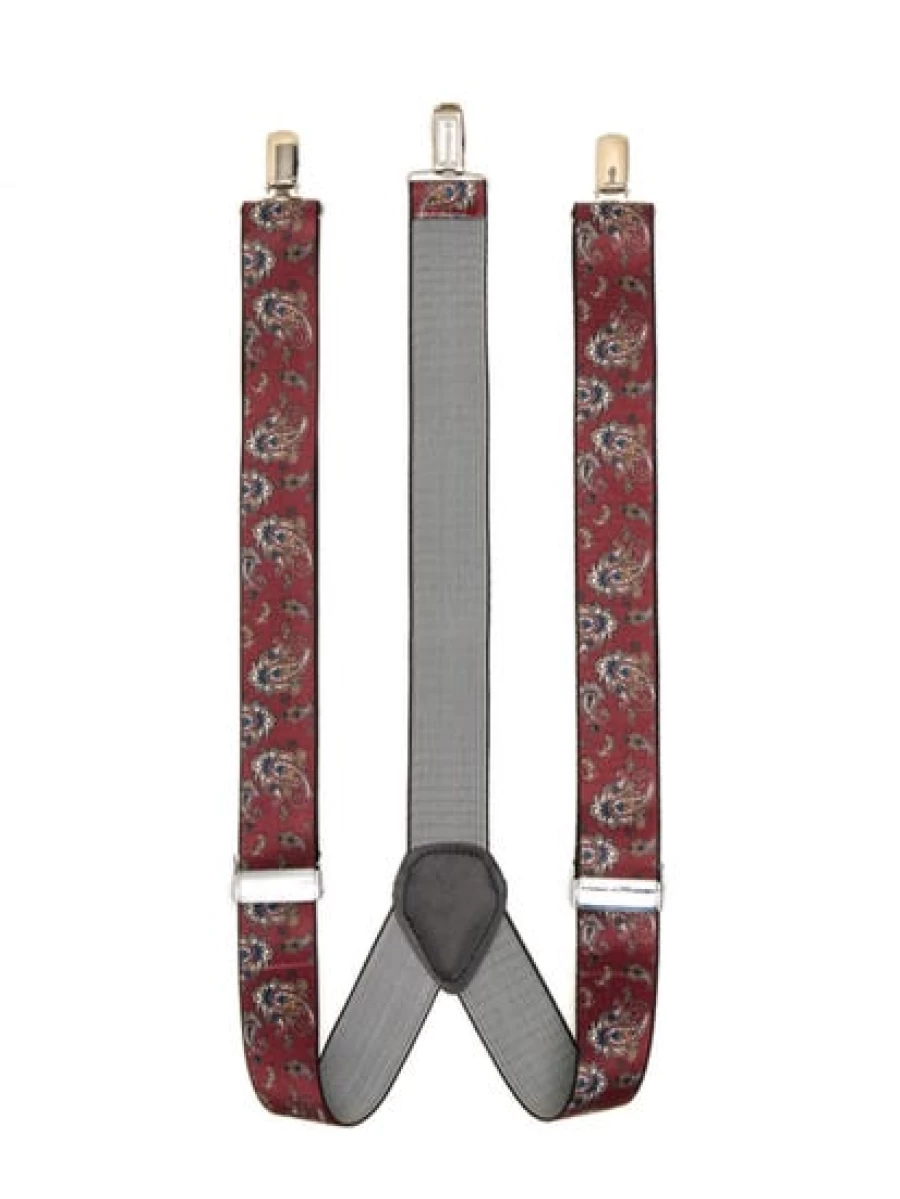 Lowes Men's Fancy Maroon Suspenders - Premium Quality Adjustable Braces