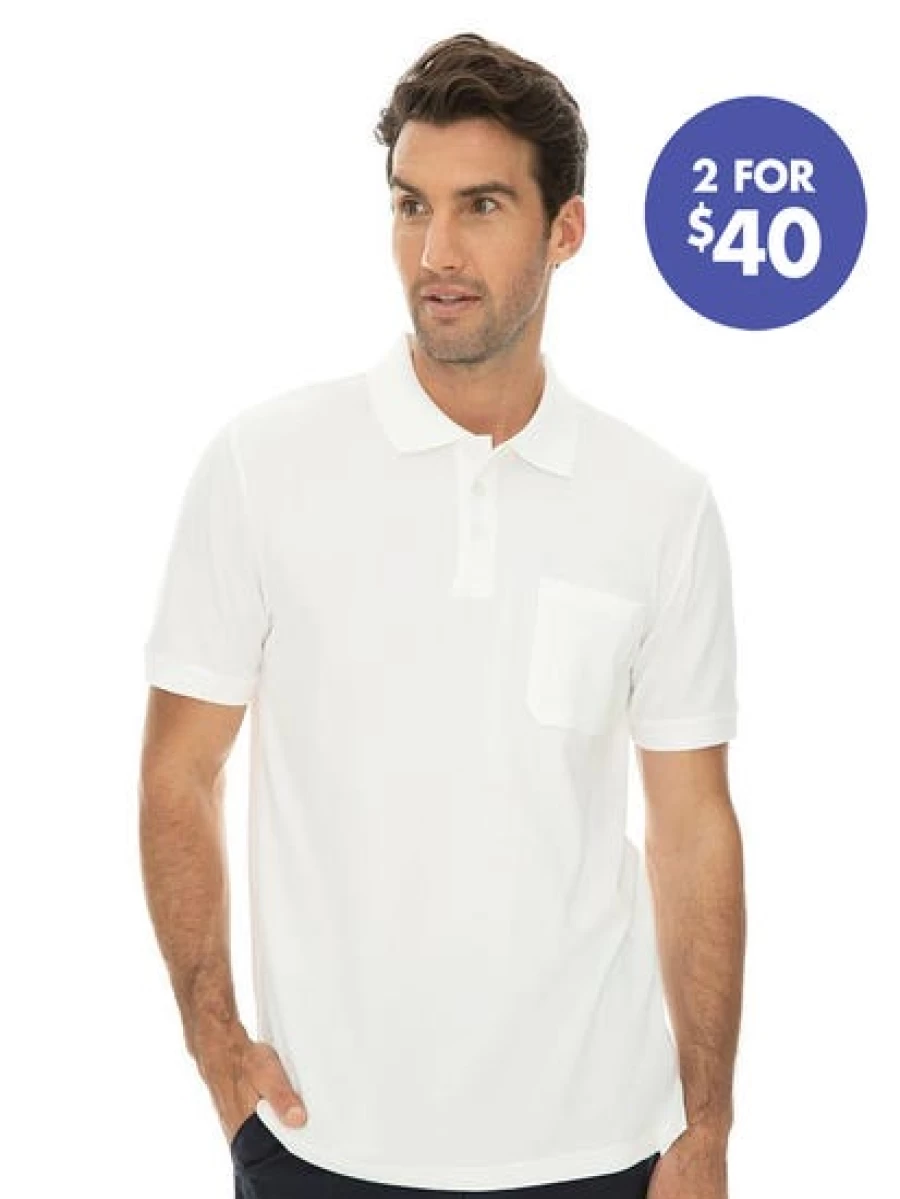 Lowes Men's Stretch Cotton Polo Shirt - Comfortable & Breathable White Polo for Men