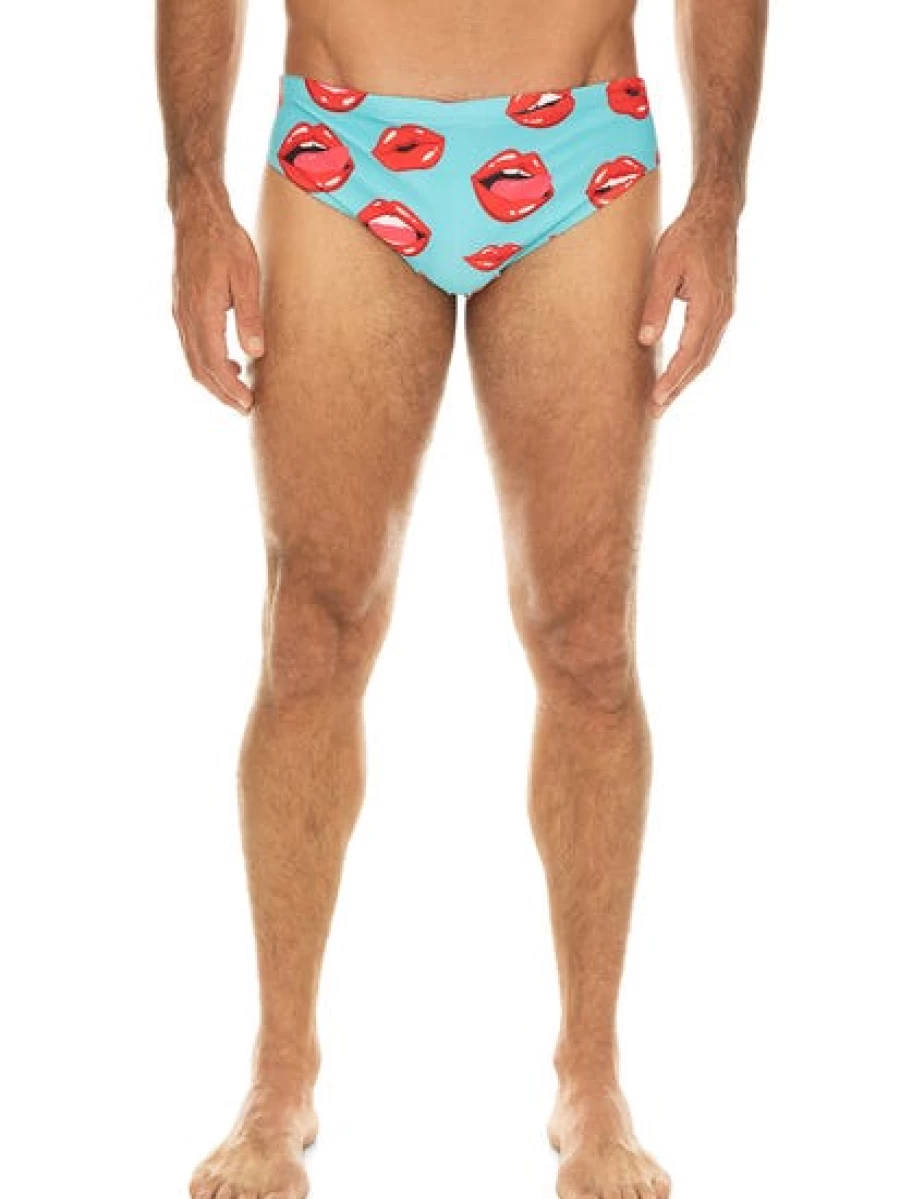 Riley Adams Men's Hot Lips Print Swim Trunks for Swimming and Beach