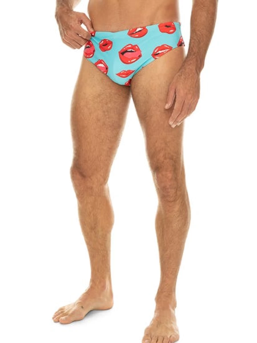 Riley Adams Men's Hot Lips Print Swim Trunks for Swimming and Beach