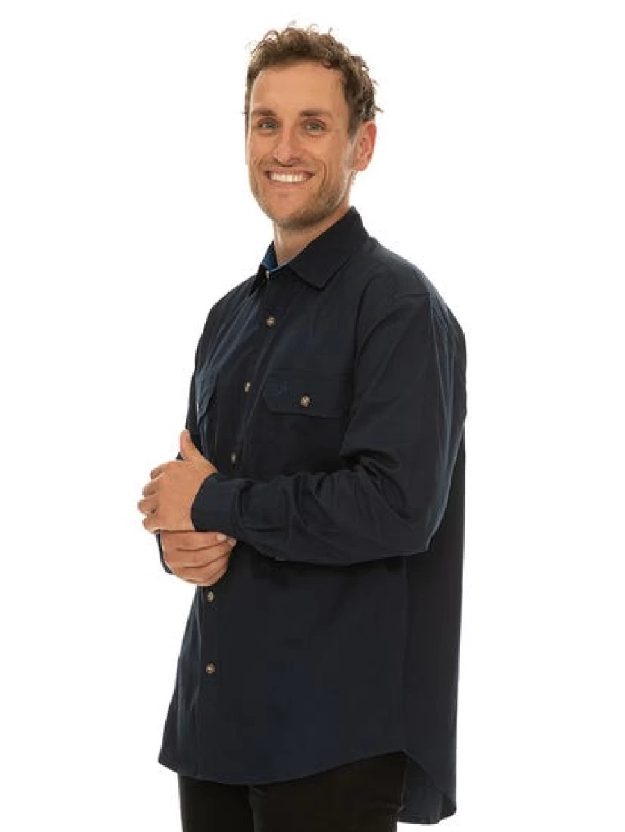 Men's Outdoor Shirt in Navy - Full Placket Button-Up by Traders Country