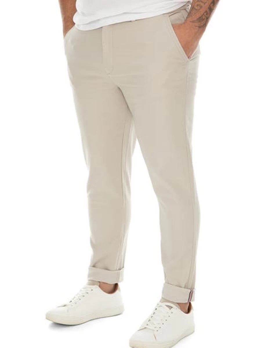 Men's Slim Fit Super Stretch Chinos in Beige by Traders - Comfortable & Stylish Casual Pants