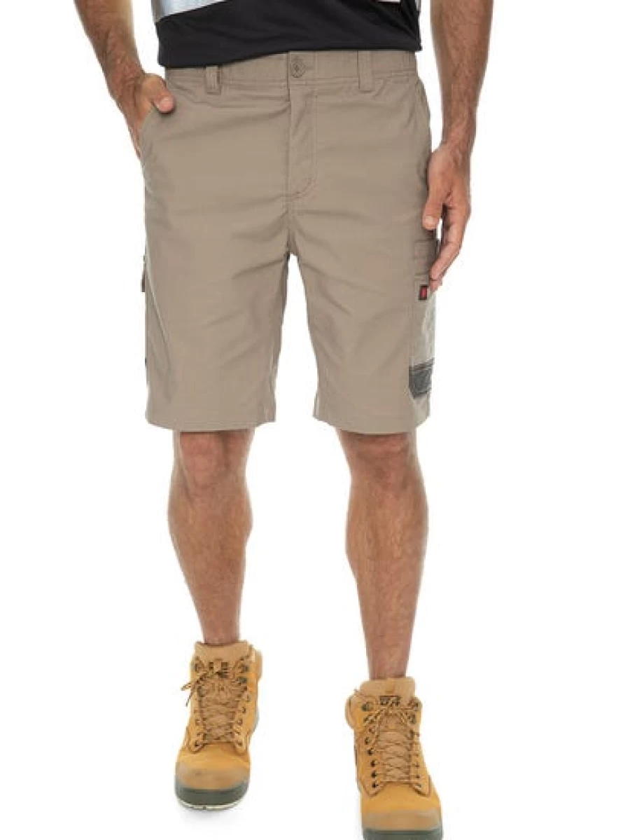 Men's Traders Work Shorts with Flex Waist & Ripstop Fabric - Durable Stone Colored Utility Shorts for Labor