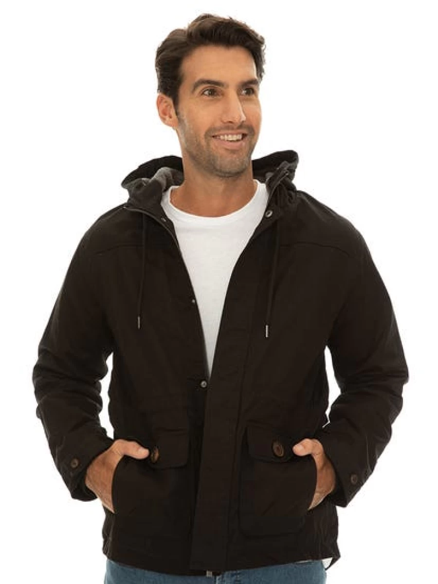 Prodigy Men's Black Sherpa-Lined Zip-Up Hooded Jacket - Warm Fleece-Lined Winter Coat