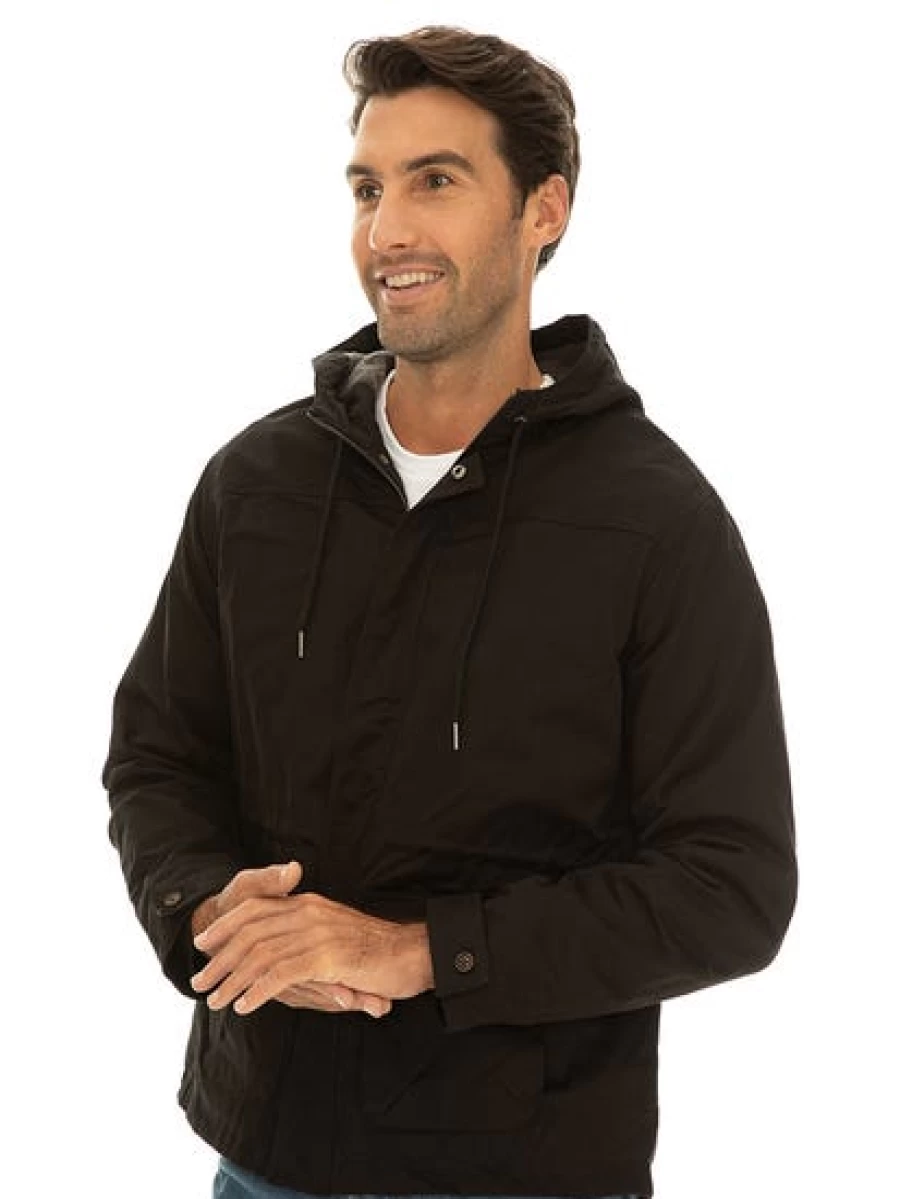 Prodigy Men's Black Sherpa-Lined Zip-Up Hooded Jacket - Warm Fleece-Lined Winter Coat